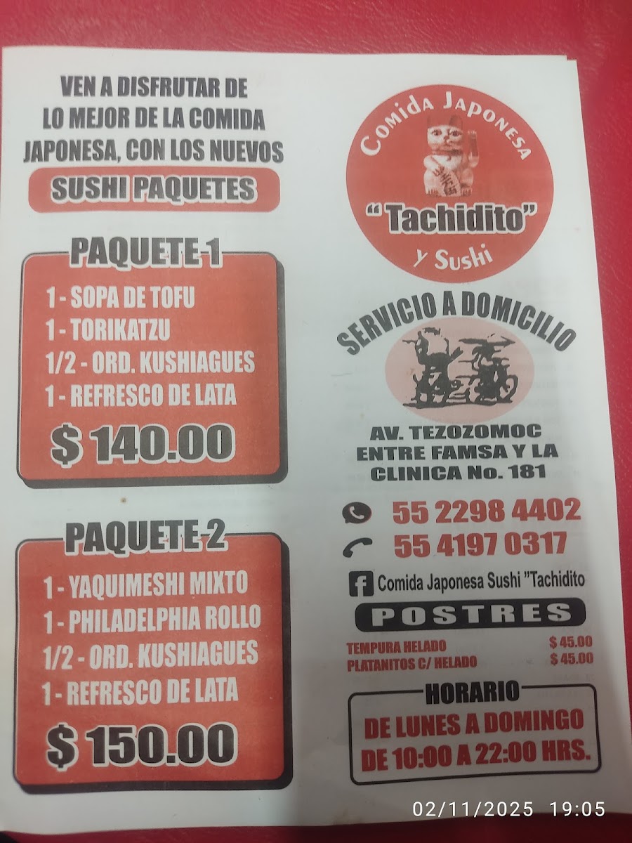 Tachidito Menu - Image 1
